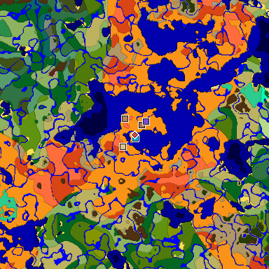 Predicted biome map of Java 1.21.4 seed -2132210455609823124 around estimated spawn