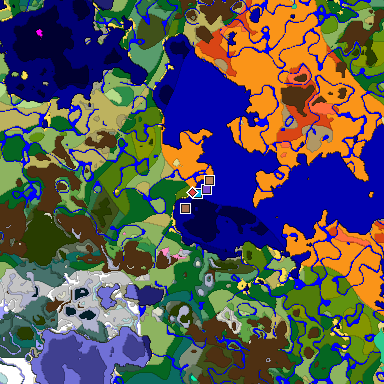 Predicted biome map of Java 1.21.4 seed 3552483702712614669 around estimated spawn