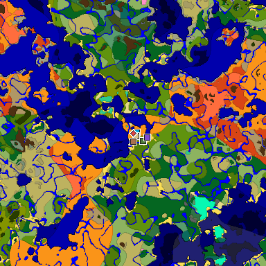 Predicted biome map of Java 1.21.4 seed 3313380768061608758 around estimated spawn