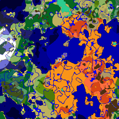 Predicted biome map of Java 1.21.4 seed 1883646116500856813 around estimated spawn