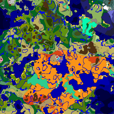 Predicted biome map of Java 1.21.4 seed -814085667859021118 around estimated spawn