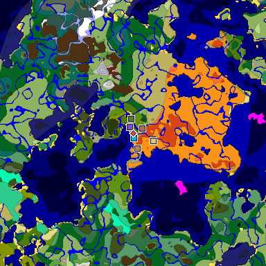 Predicted biome map of Java 1.21.4 seed 8044222944818115423 around estimated spawn