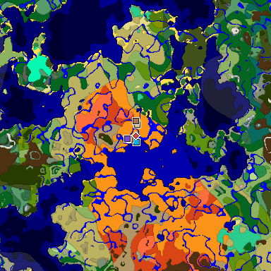 Predicted biome map of Java 1.21.4 seed -3917870791134774611 around estimated spawn