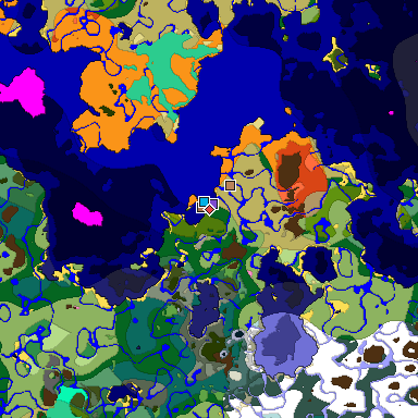 Predicted biome map of Java 1.21.4 seed -515001455260819000 around estimated spawn