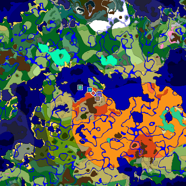 Predicted biome map of Java 1.21.4 seed 6890681266432897929 around estimated spawn
