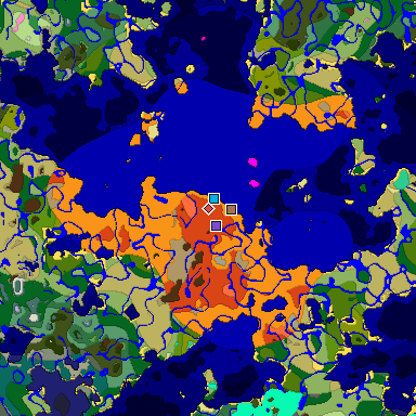 Predicted biome map of Java 1.21.4 seed -2994592380689039557 around estimated spawn