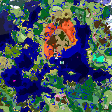 Predicted biome map of Java 1.21.4 seed -701392416064323675 around estimated spawn