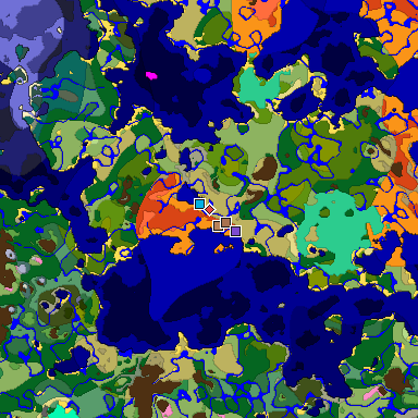 Predicted biome map of Java 1.21.4 seed 8494730958381854133 around estimated spawn