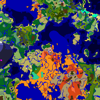 Predicted biome map of Java 1.21.4 seed 6190855992905864704 around estimated spawn