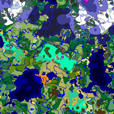 Predicted biome map of Java 1.21.4 seed 3046299165193138496 around estimated spawn