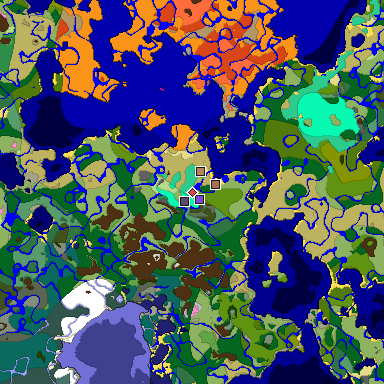 Predicted biome map of Java 1.21.4 seed 7855485961219621588 around estimated spawn