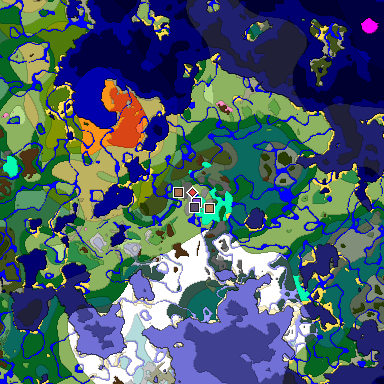 Predicted biome map of Java 1.21.4 seed -523664163238435479 around estimated spawn