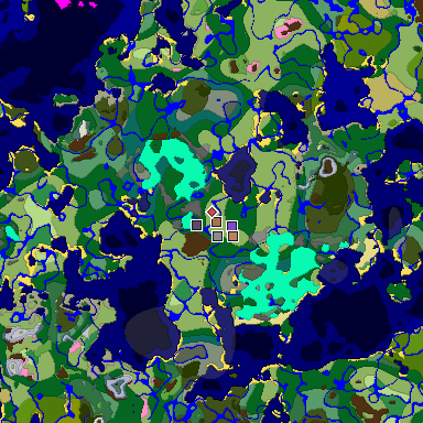 Predicted biome map of Java 1.21.4 seed 7182549853037178740 around estimated spawn