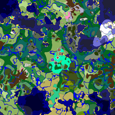 Predicted biome map of Java 1.21.4 seed -1200947161660151373 around estimated spawn