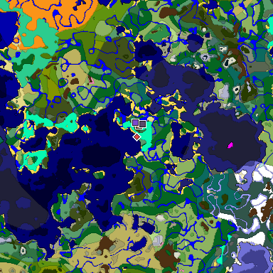 Predicted biome map of Java 1.21.4 seed 1722412584830853607 around estimated spawn