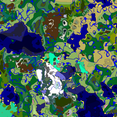 Predicted biome map of Java 1.21.4 seed -4471004404678811401 around estimated spawn