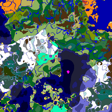 Predicted biome map of Java 1.21.4 seed 2180963441279408105 around estimated spawn