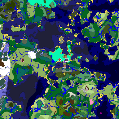 Predicted biome map of Java 1.21.4 seed 5720895473033760338 around estimated spawn