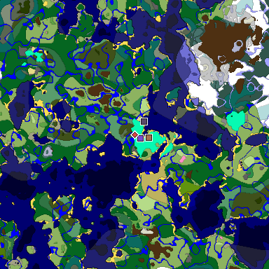 Predicted biome map of Java 1.21.4 seed -4692199266354028926 around estimated spawn