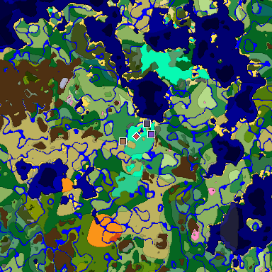 Predicted biome map of Java 1.21.4 seed 3418210581462024023 around estimated spawn