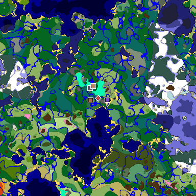 Predicted biome map of Java 1.21.4 seed -561741936464953344 around estimated spawn