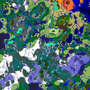 Predicted biome map of Java 1.21.4 seed -4191000083051962487 around estimated spawn