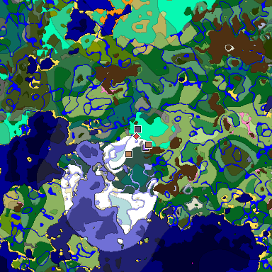 Predicted biome map of Java 1.21.4 seed 772547655572549053 around estimated spawn