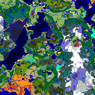 Predicted biome map of Java 26.3 seed 7820755383152602665 around estimated spawn