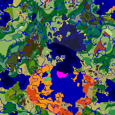 Predicted biome map of Java 26.3 seed -2983029611504669844 around estimated spawn