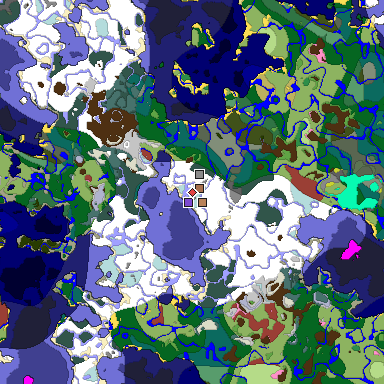 Predicted biome map of Java 26.3 seed 858467764193768880 around estimated spawn