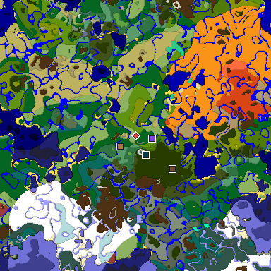 Predicted biome map of Java 26.3 seed 6631700386720073547 around estimated spawn