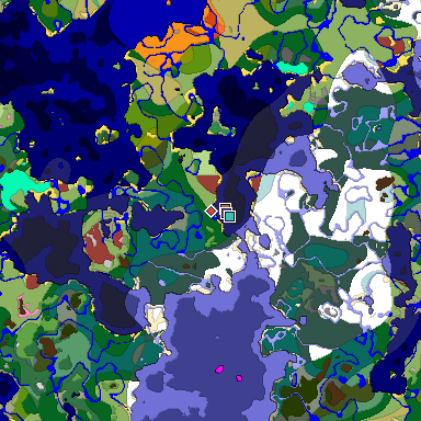 Predicted biome map of Java 26.3 seed -4373791628480409505 around estimated spawn
