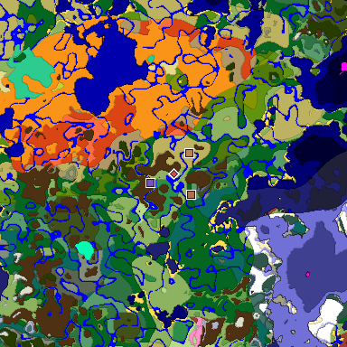 Predicted biome map of Java 26.3 seed -1273149218264984989 around estimated spawn