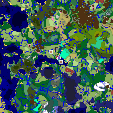 Predicted biome map of Java 26.3 seed -6696204432821466015 around estimated spawn