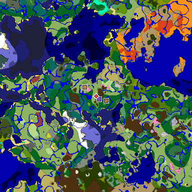 Predicted biome map of Java 26.3 seed -7621670859845087867 around estimated spawn