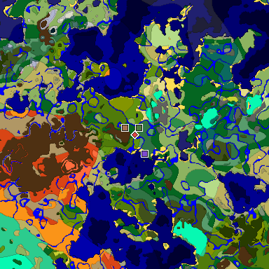 Predicted biome map of Java 26.3 seed 2115296703890700771 around estimated spawn