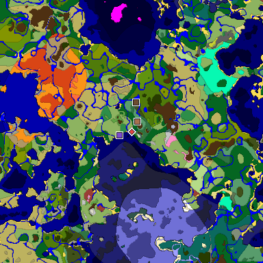 Predicted biome map of Java 26.3 seed -1432632558224701834 around estimated spawn