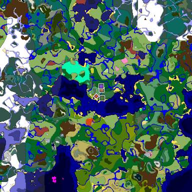 Predicted biome map of Java 26.3 seed 6712036565645952233 around estimated spawn