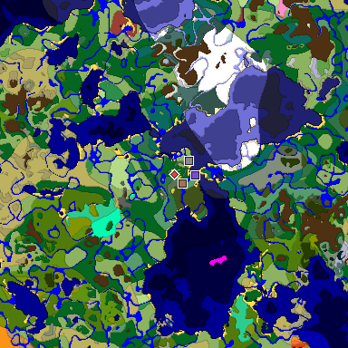 Predicted biome map of Java 26.3 seed -7470696451137127237 around estimated spawn