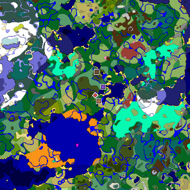Predicted biome map of Java 26.3 seed 3403439643952235136 around estimated spawn