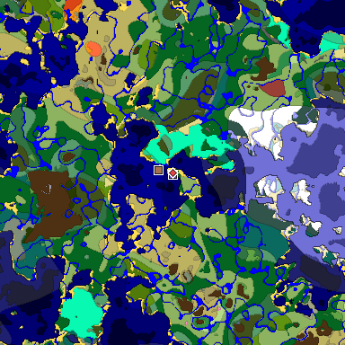 Predicted biome map of Java 26.3 seed 5307992485974490238 around estimated spawn