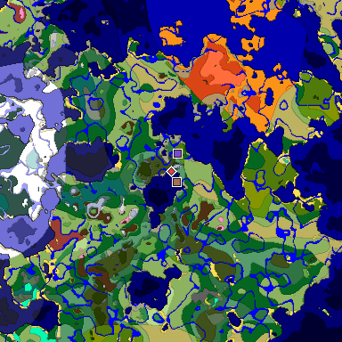 Predicted biome map of Java 26.3 seed -8848829749206306156 around estimated spawn