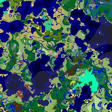 Predicted biome map of Java 26.3 seed -9038085026339747296 around estimated spawn