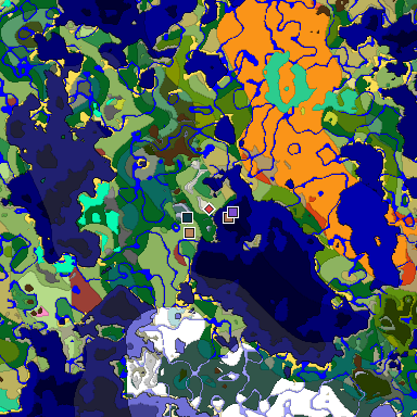 Predicted biome map of Java 26.3 seed 8511173143498305244 around estimated spawn