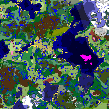 Predicted biome map of Java 26.3 seed 3737611917418353412 around estimated spawn