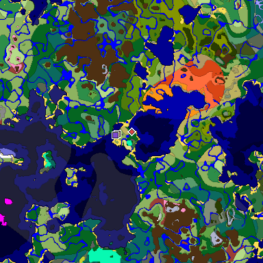 Predicted biome map of Java 26.3 seed 2181358826057305898 around estimated spawn
