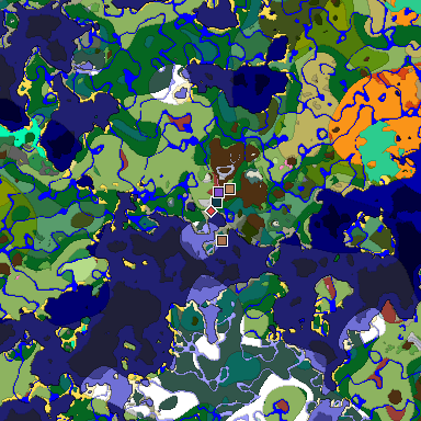 Predicted biome map of Java 26.3 seed -2826311490814112119 around estimated spawn