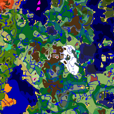 Map of Minecraft seed 7341344145261852926 around spawn