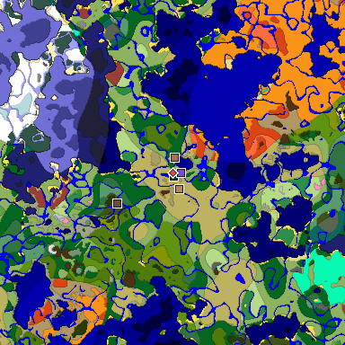 Map of Minecraft seed 5151936474377601978 around spawn