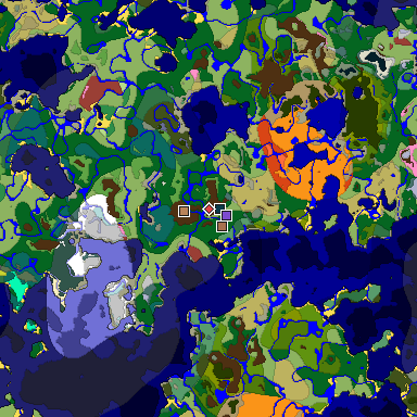 Predicted biome map of Java 26.3 seed 3506340881667285191 around estimated spawn